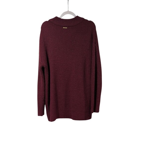 Michael Michael Kors Maroon Sequin Wool Mohair Chunky Knit Mock Neck Sweater XL - Picture 2 of 7